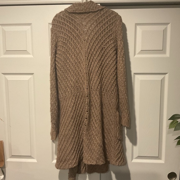Free People Alpaca Wool Long Knit Cardigan Trench Sweater Coat Duster Jacket, M - Picture 5 of 6